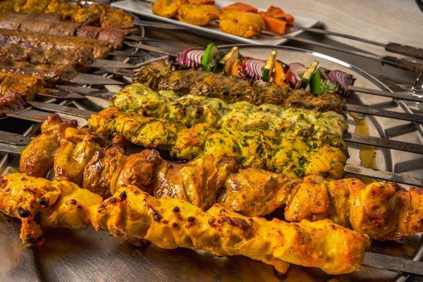 Mix Chimichurri Chicken Soltani, Saffron Chicken, Jerk Chicken, Pesto Chicken Kabob