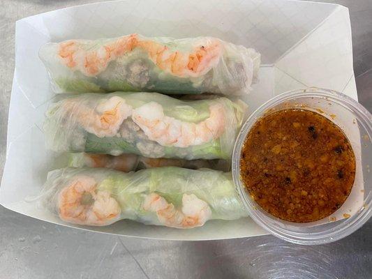 3pc spring rolls with our peanut sauce 
$5.35