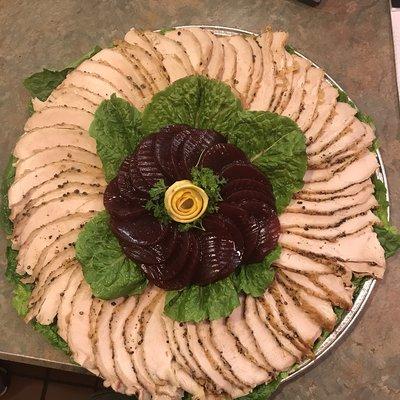 Fresh home cooked Turkey with Cranberry Tray.