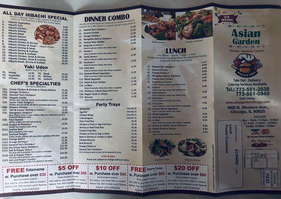 Menu + coupons