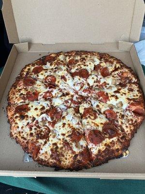 18" Pepperoni & Sausage...yum!