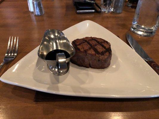 8oz Filet, medium rare with Balsamic Reduction.