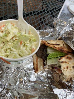 Gyro with side coleslaw