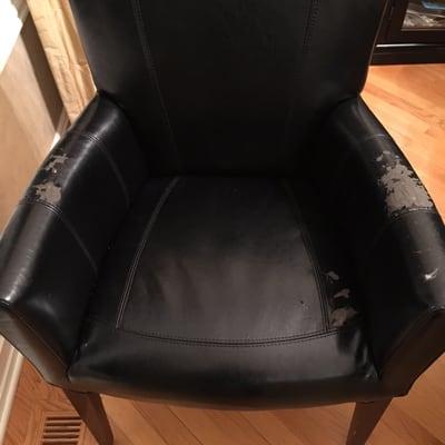 Leather peeling off Arhaus chair.