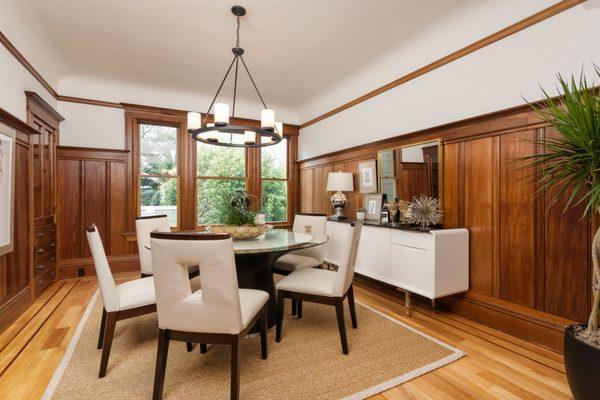 Original millwork adds character to this San Francisco Cole Valley listing dining area