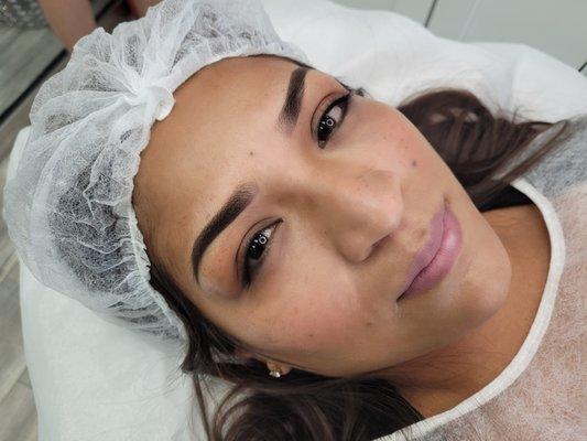 Client's picture after Ombre brow procedure.