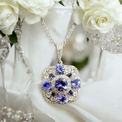 Sterling Silver Tanzanite White Topaz Necklace