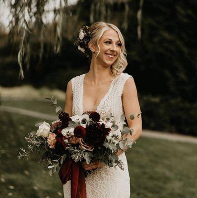 Our stunning bride in Sage by Emmy Mae!