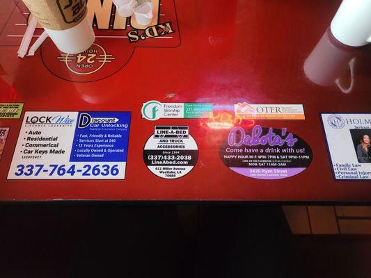 Ads on the table top, something I haven't seen in a minute