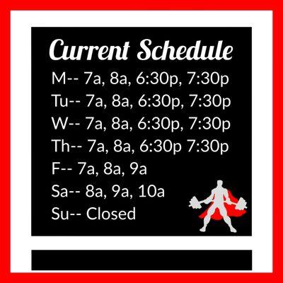 Current 1LIFE1YOU Fitness Group Schedule