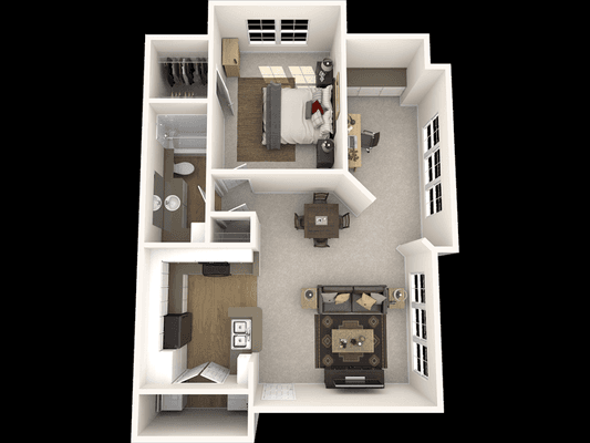 MoMA floor plan with 1 bedroom, 1 bathroom