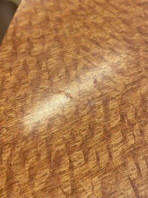 Table with some leftover grime.