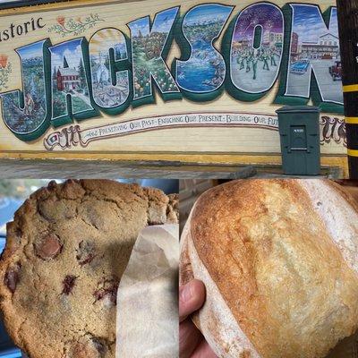 Huge CC cookie and a loaf of their delicious sourdough. Their balsamic vinegar goes super well with their bread.