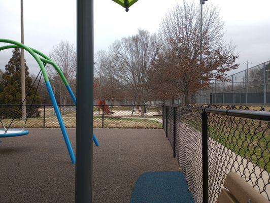 View of the little kid playground in the distance