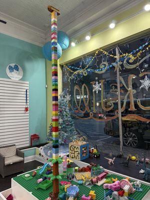 Our Lego tower while one of the Bam Bam Bros got their haircut.