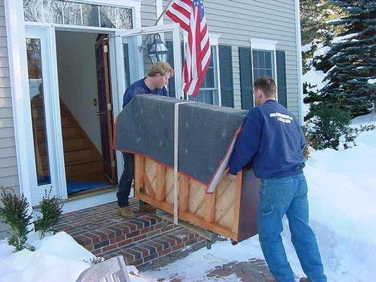 We will always blanket pianos to make sure they are protected right.