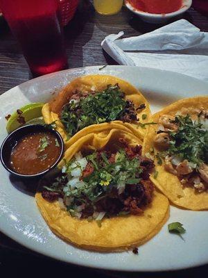 Tacos Mexicanos -- Al pastor, chicken, and steak