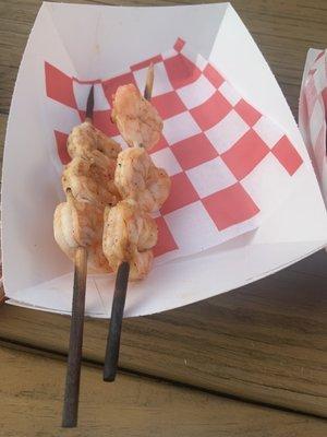 Very plain Cajun shrimp, only 3 per skewer $9