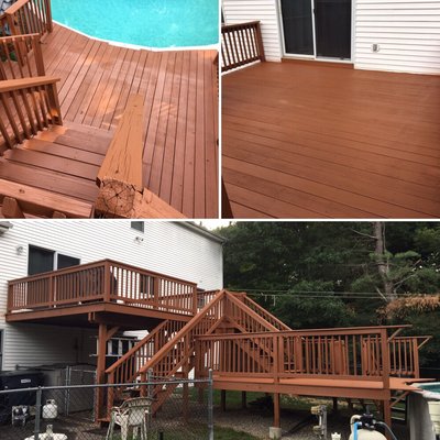 Fresh coat of paint on a large deck in Dudley