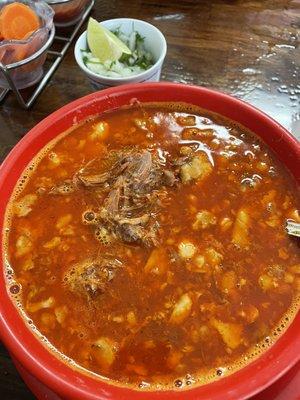 Birria de chivo (goat) in broth.