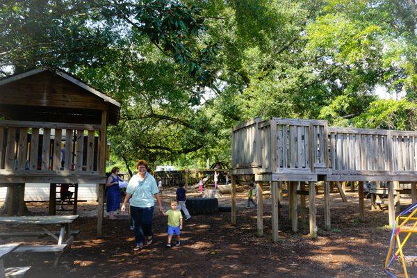 Shaded playground.