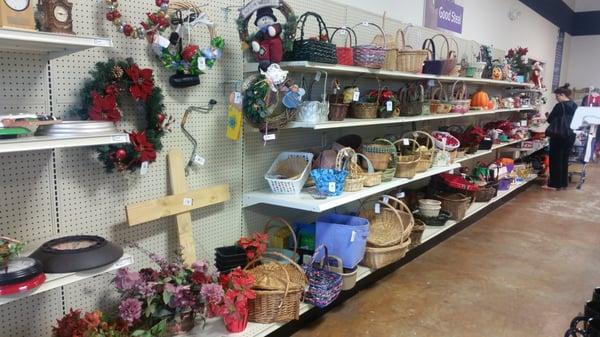 Baskets, wreaths, seasonal items