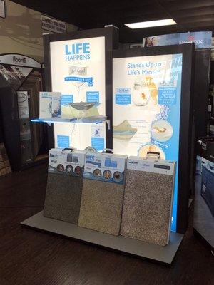 Water resistant carpet and flooring samples onsite!