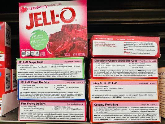 Jello recipes on the Jello boxes