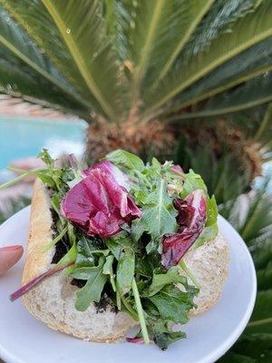 My creative sandwich - truffle paste, lox smear, organic Go Greens sandwich. Gourmet specialty AF