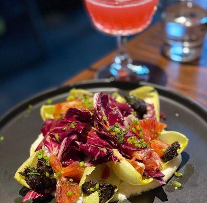 Salad with blood oranges and whipped feta