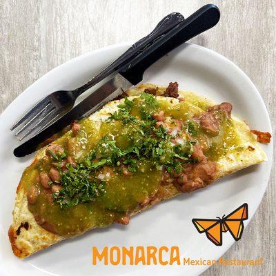 Order our Classic Quesadilla which includes choice of meat, cheese topped w/ beans, salsa and cilantro. For only $13.49