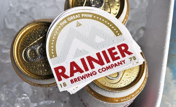 Screen Print Stickers with back-print for Rainier Beer + The Great PNW.