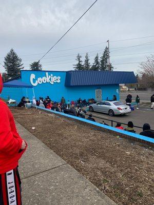 Outside during the wait for Opening Day