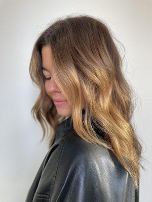 Golden Balayage and Haircut