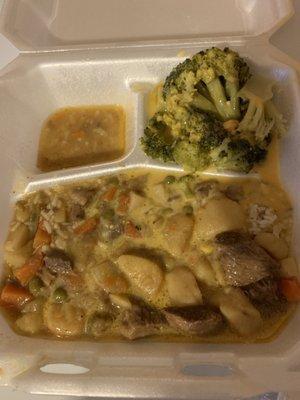 This was supposed to be stew beef and rice with broccoli and cheese