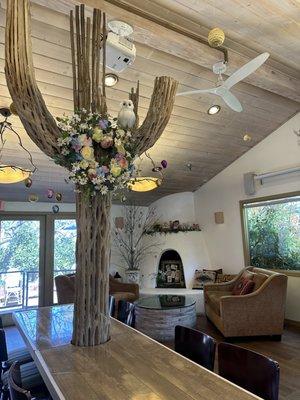 Beautiful dining area, decorated for Easter...