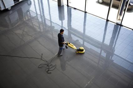 One of our team members touching up a clients lobby.