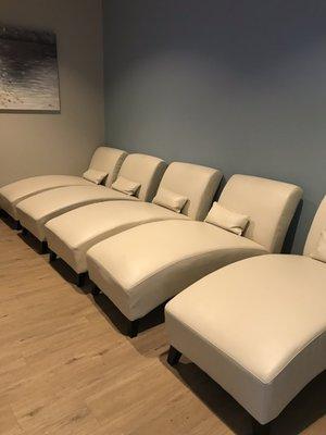 New clients sit in this comfortable room and watch a short video to explain the float experience