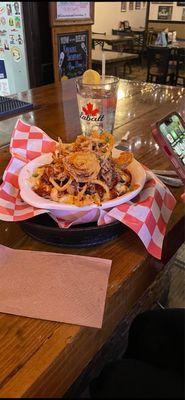 Pulled pork mac and cheese.