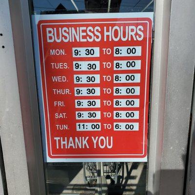 Store hours