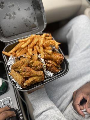 15 Pieces Wings ( Lemon Pepper & Hot Honey Garlic) with Cajun Fries