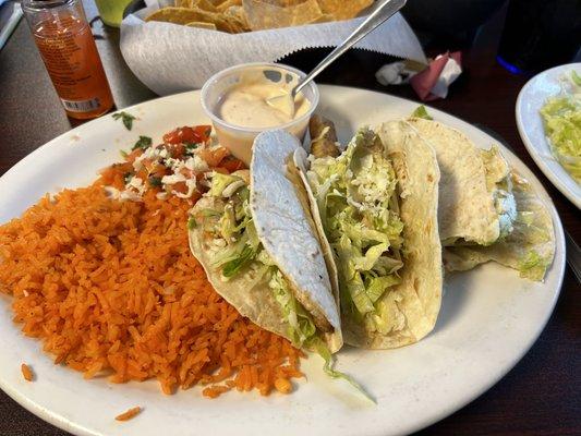 Delicious Grilled Fish taco plate.