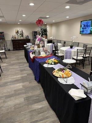 Separate area for having a snack and sharing memories outside of the main room.