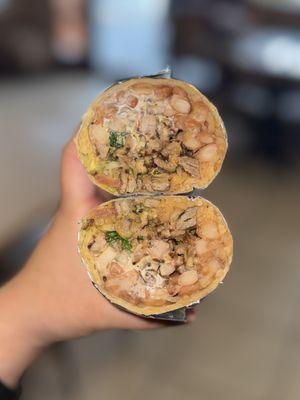 Jumbo asada burrito with whole beans no cheese