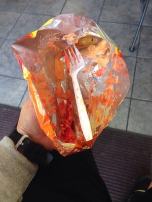 used to be hot Cheetos and cheese in this bag.