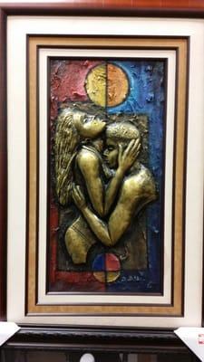 Power of love. Picture with frame.  Its made of cedar wood and expensive metal. Size  26"×42" $1600.