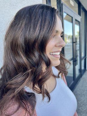 Natural looking brunette highlights