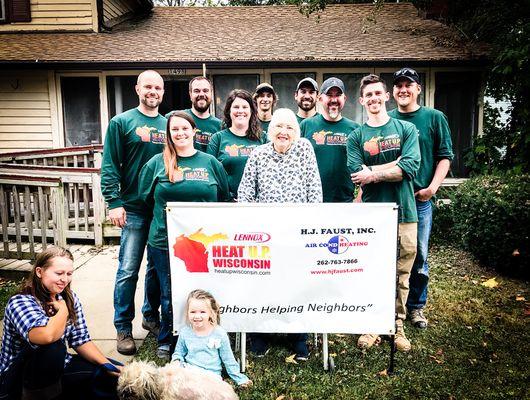 Heat Up Wisconsin.  H.J. Faust and Lennox give a furnace to a home in need.