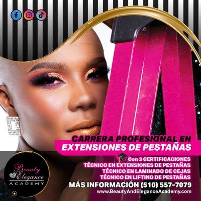 Beauty and Elegance Academy, Certificación en Extensiones de Pestañas, (510) 557-7079