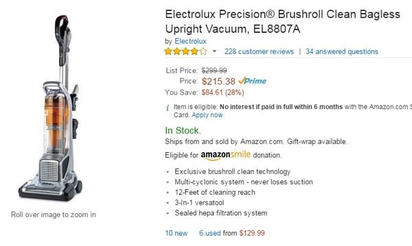 Electrolux Precision, selling on Amazon for $215 (current Model)